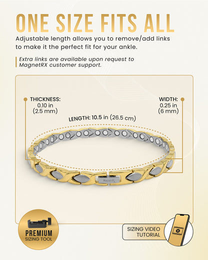 Ultra Strength Titanium Magnetic Therapy Anklet for Women (Gold & Silver)