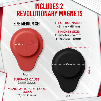 Biomagnetic Therapy Magnet Set — Neodymium & Silicone (2 Medium Magnets)