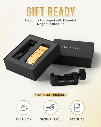 3x Strength Titanium Magnetic Bracelet for Men (Gold)