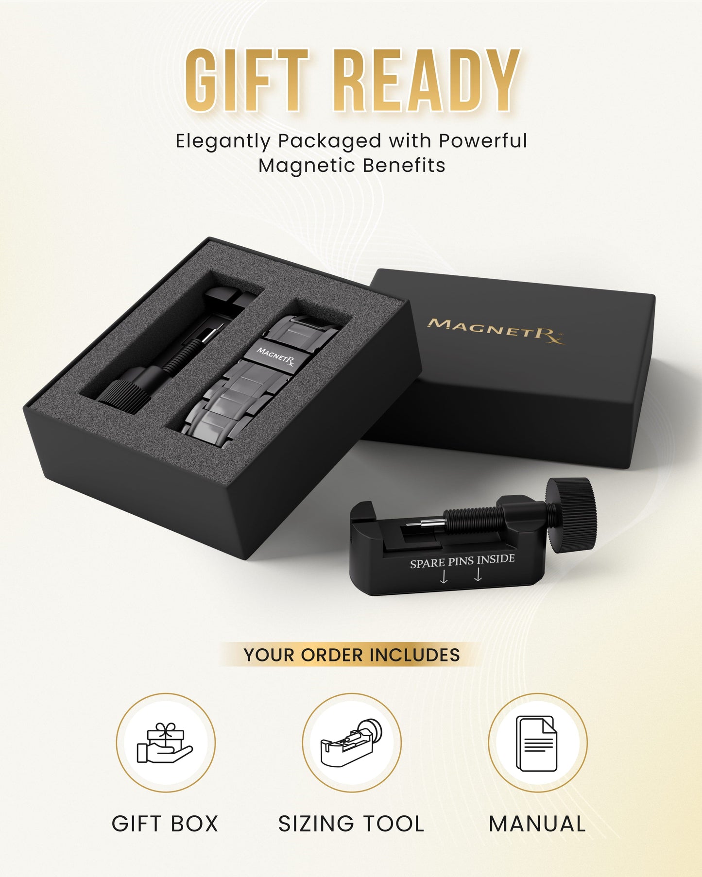 3x Strength Titanium Magnetic Bracelet for Men (Gunmetal)