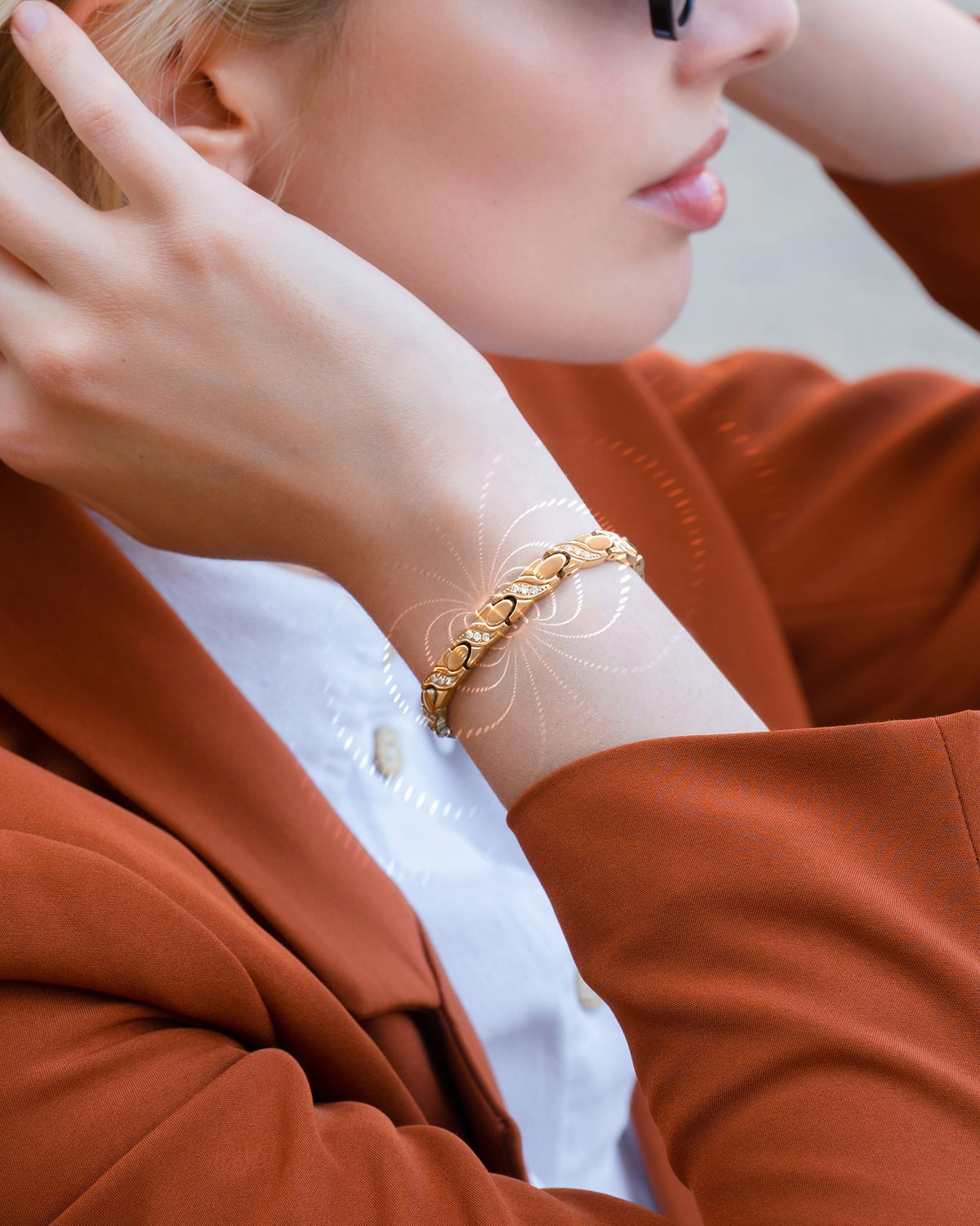 Women's Ultra Strength Magnetic Bracelet Crystal XO (Rose Gold)