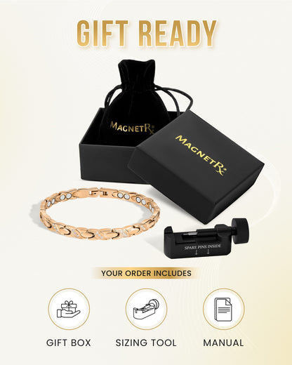 Women's Ultra Strength Magnetic Bracelet Crystal XO (Rose Gold)