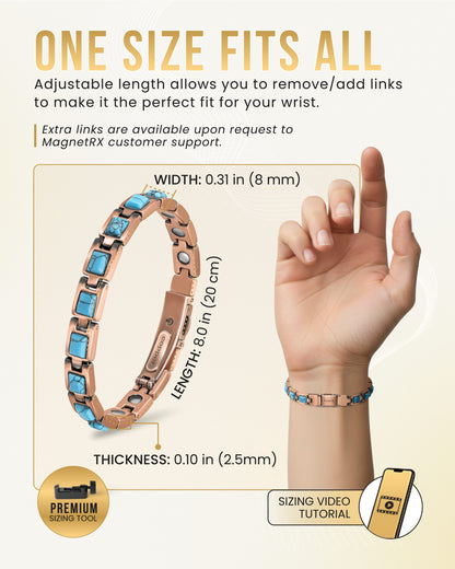 Women's Ultra Strength Pure Copper Magnetic Bracelet (Classic Turquoise)