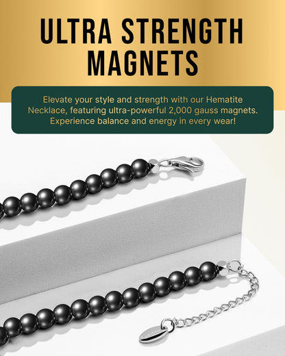 Magnetic Hematite Necklace (6mm Round Beads)
