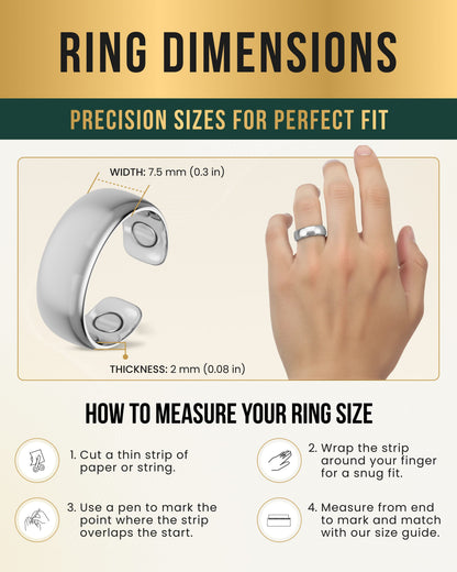 Magnetic Therapy Ring (Polished Silver)