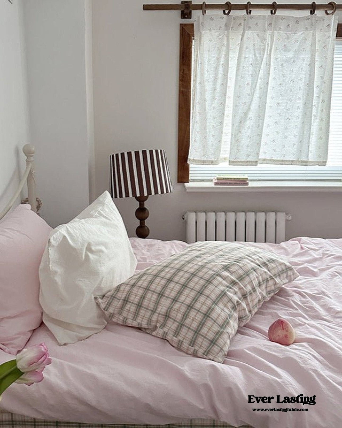 Maisie Soft Pink Plaid Bedding Set