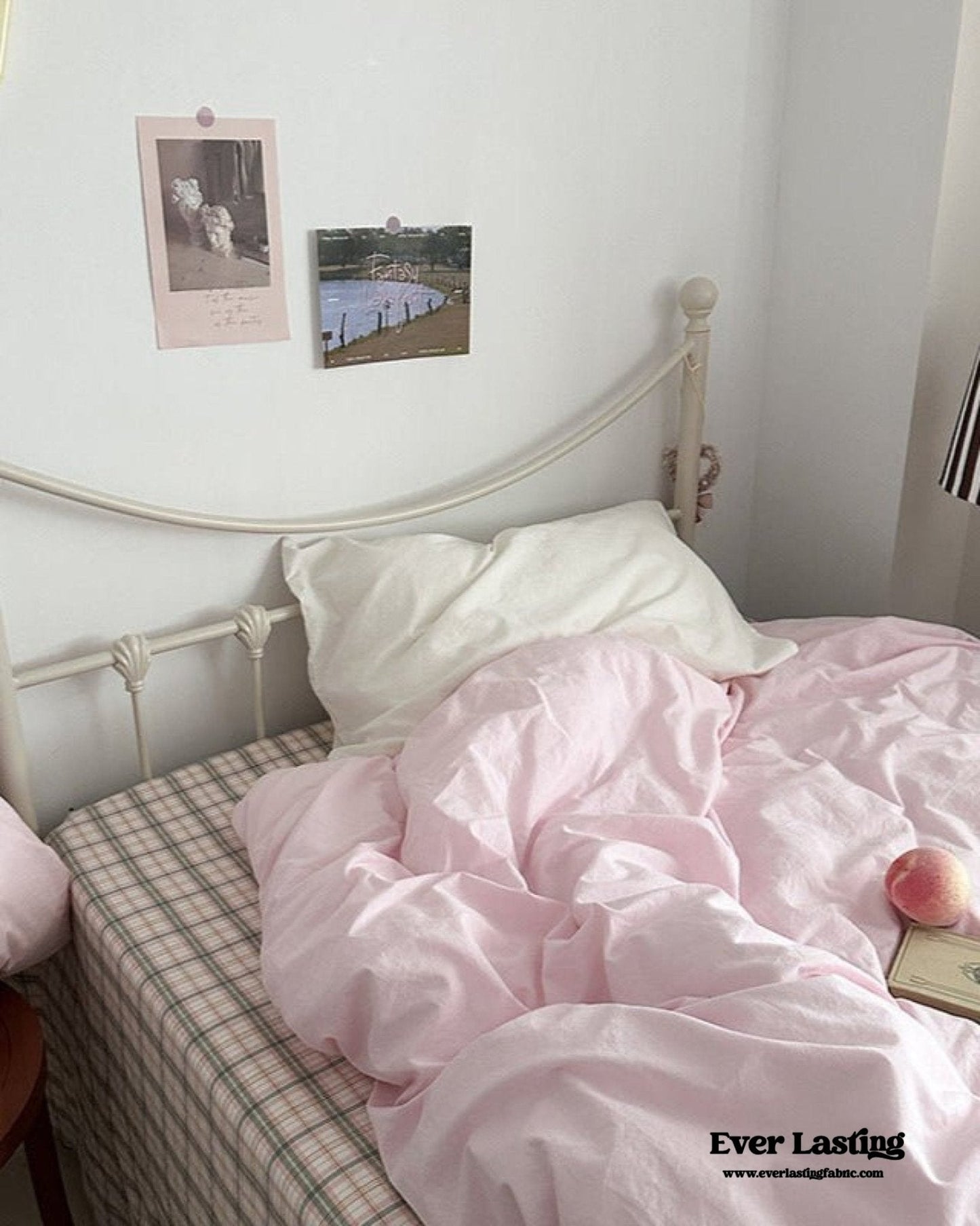 Maisie Soft Pink Plaid Bedding Set