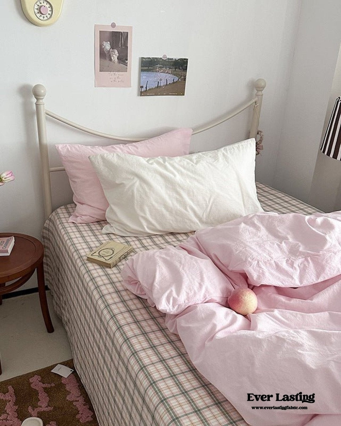 Maisie Soft Pink Plaid Bedding Set