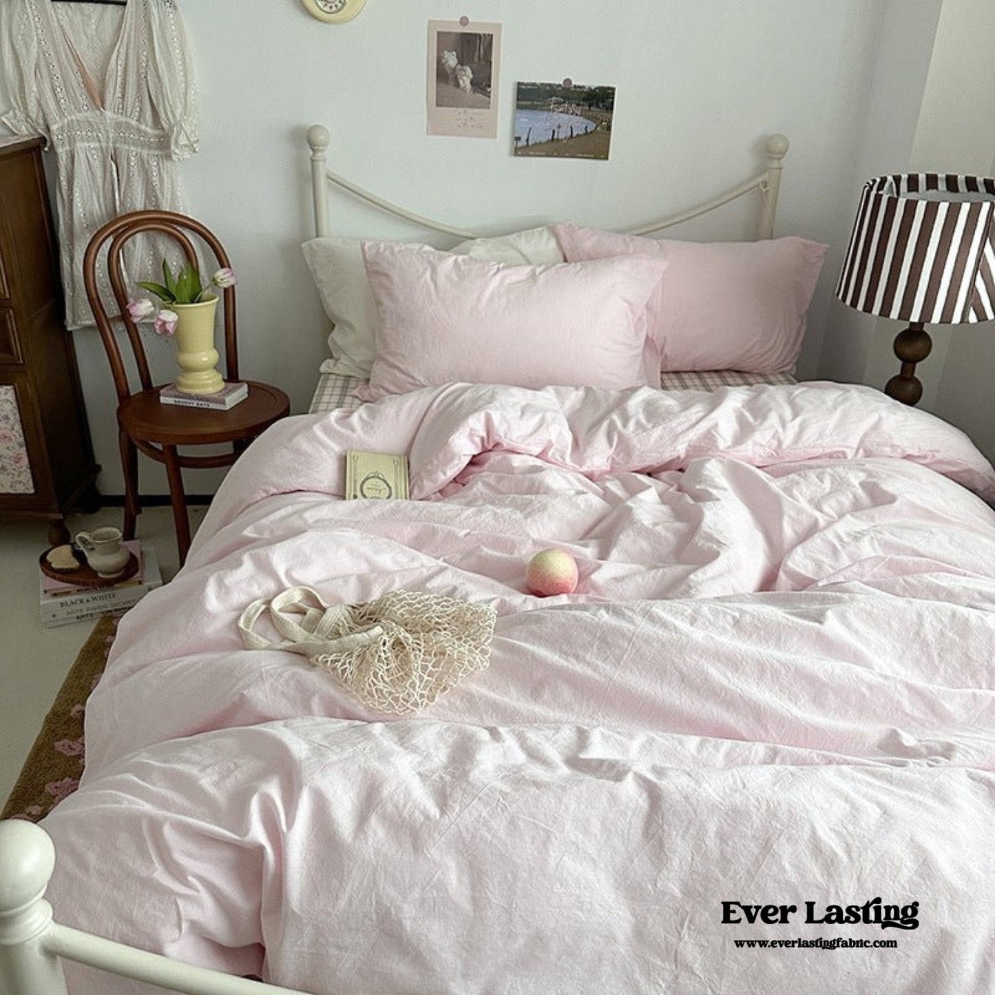 Maisie Soft Pink Plaid Bedding Set