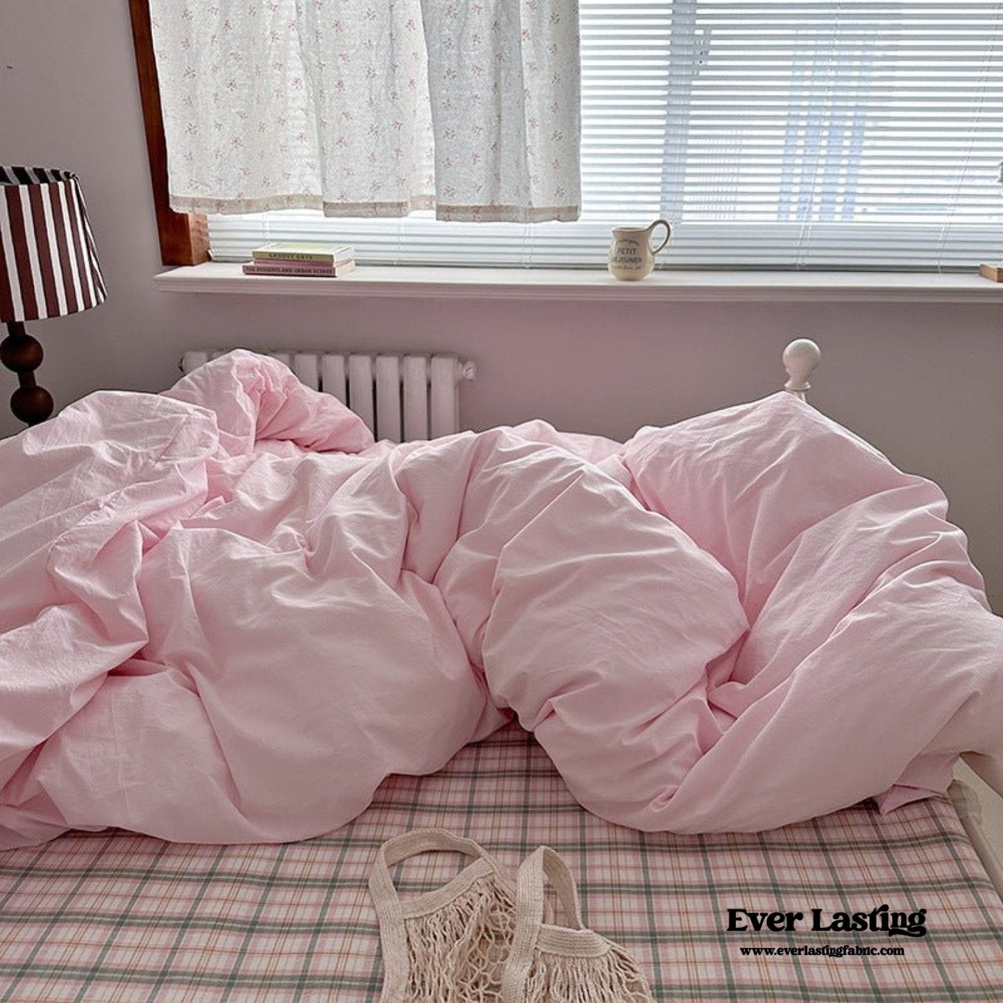 Maisie Soft Pink Plaid Bedding Set