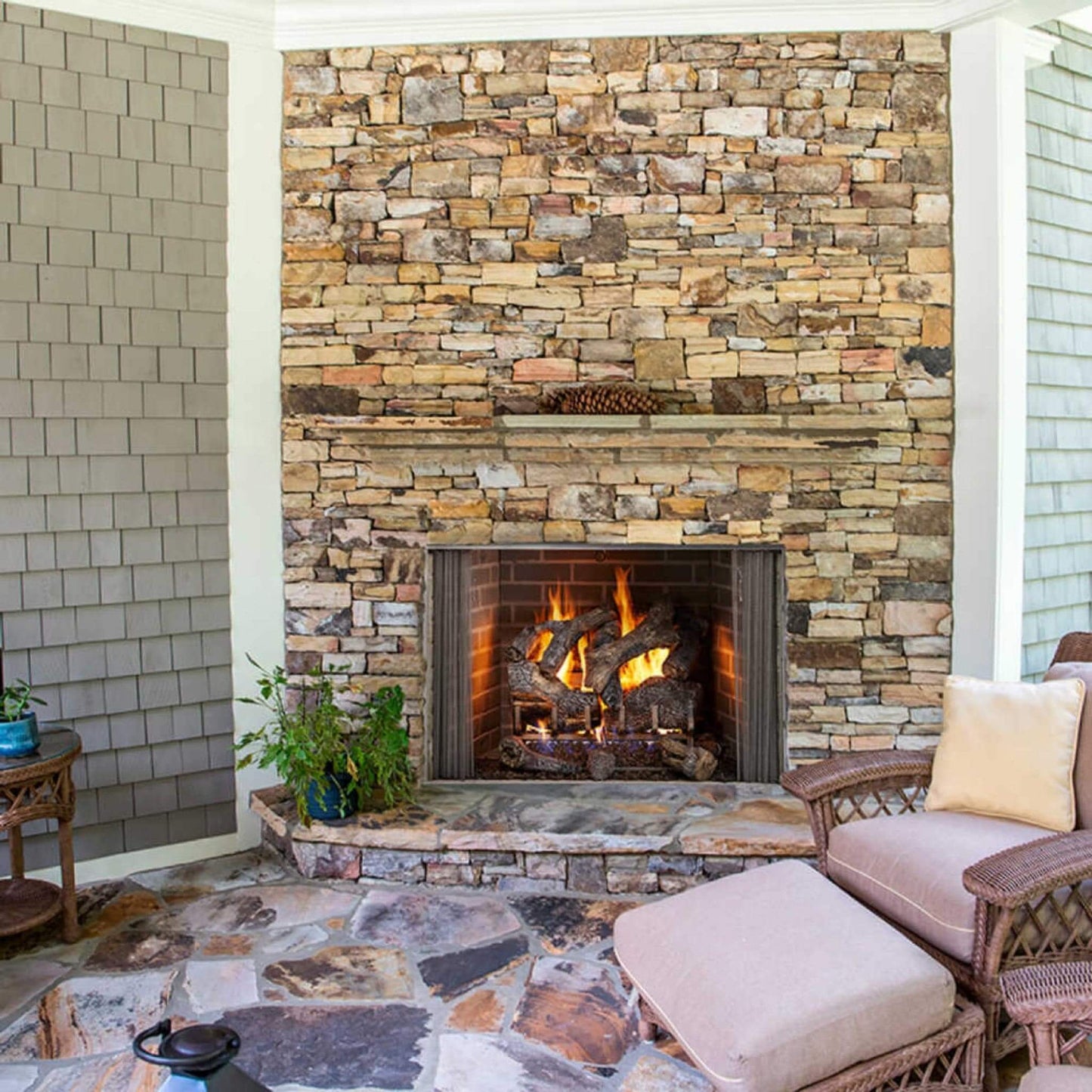 Majestic Cottagewood 42-Inch Gray Refractory Outdoor Wood-Burning Fireplace [ODCTGWD-42/H] (SAK13958)