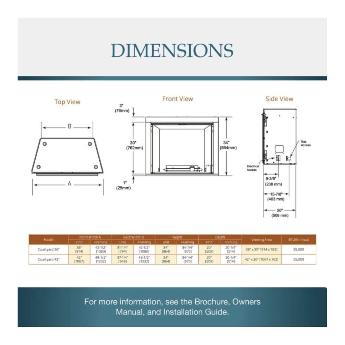 Majestic Courtyard 55K BTU 42-Inch Traditional Outdoor Gas Fireplace With Stacked Concrete Refractory [ODCOUG-42TS] (SAK75312)