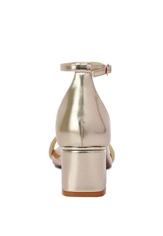 Block Heel Sandals Sandals - Metallic Block Heel - Elegant Occasion Footwear