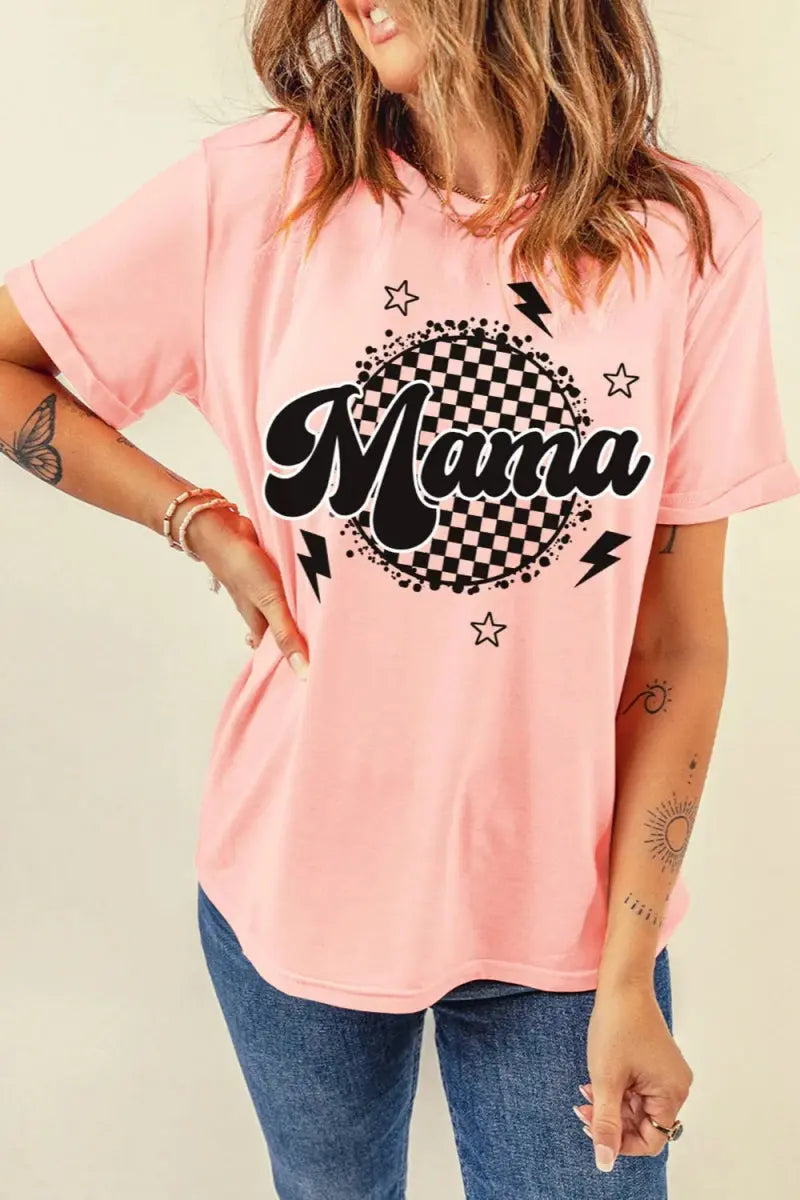 T-Shirts Trendsi MAMA Tee Women's Casual Wear Basic Style Short Sleeve T-Shirt Comfortable