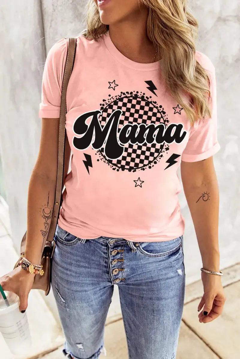 T-Shirts Trendsi MAMA Tee Women's Casual Wear Basic Style Short Sleeve T-Shirt Comfortable