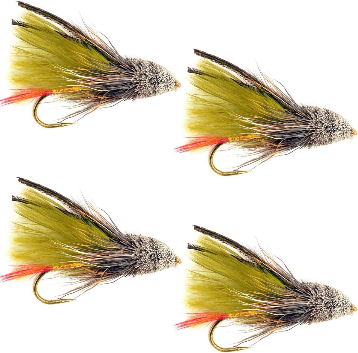 Olive Marabou Muddler Minnow Streamer Fly - 4 Flies Size 8