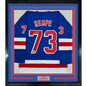 Framed Autographed/Signed Matt Rempe 35x39 New York Blue Hockey Jersey Beckett BAS COA