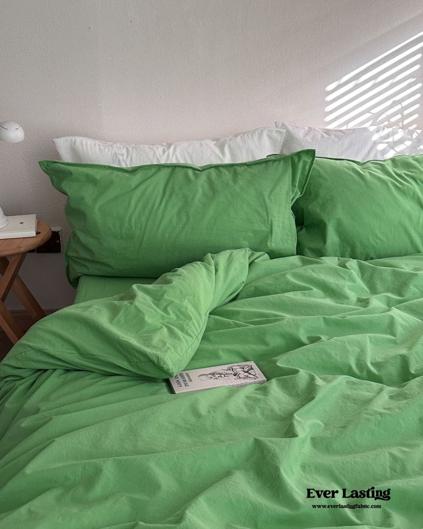Maximalist Green Solid Color Cotton Bedding Set