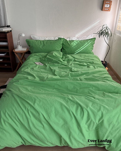 Maximalist Green Solid Color Cotton Bedding Set