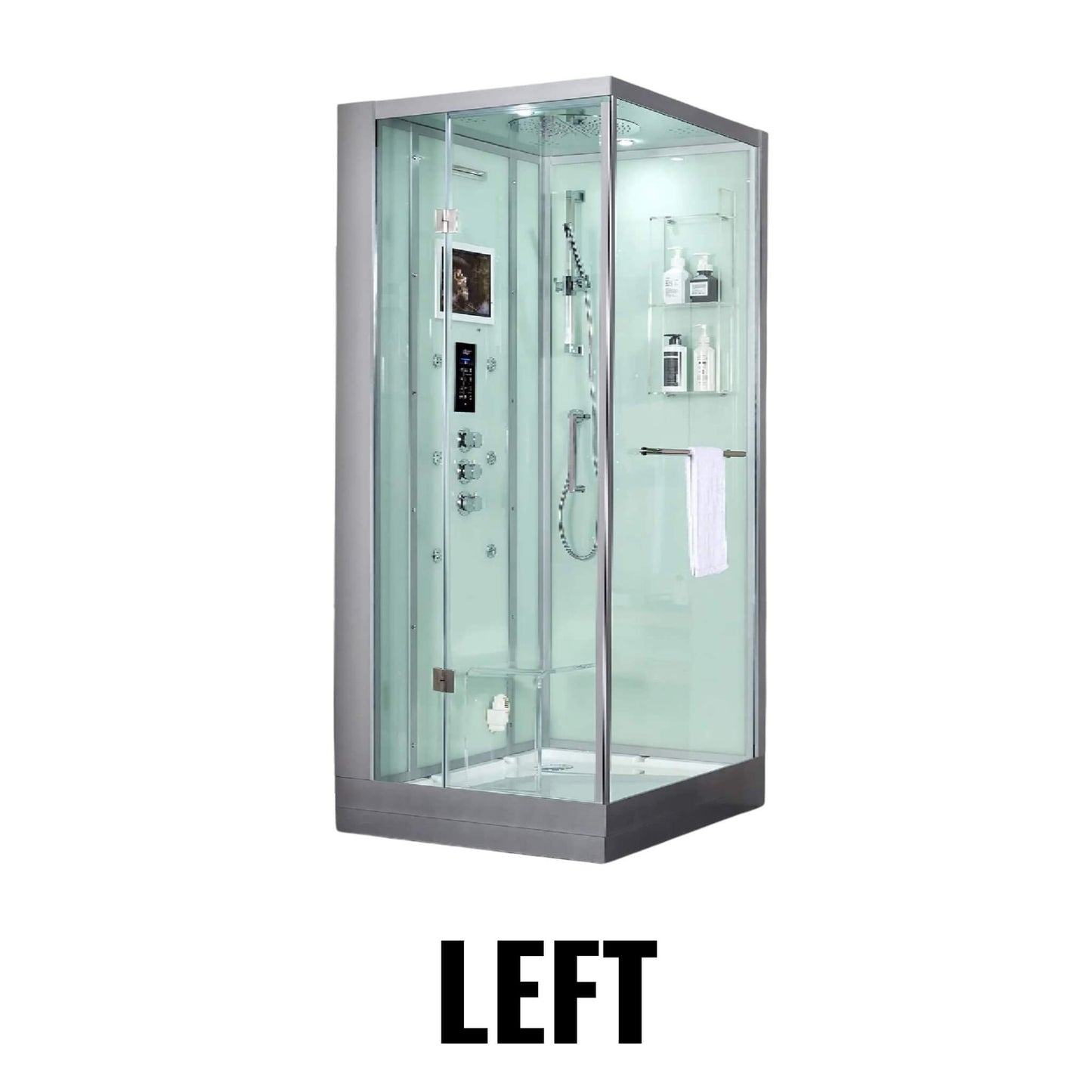 Maya Bath Platinum Arrezo Steam Shower With Rainfall Ceiling Shower (SAK75924)