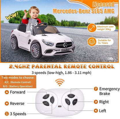Mercedes-Benz SL65 AMG Electric Ride-On Car for Kids with RC, MP3, and LED Lights