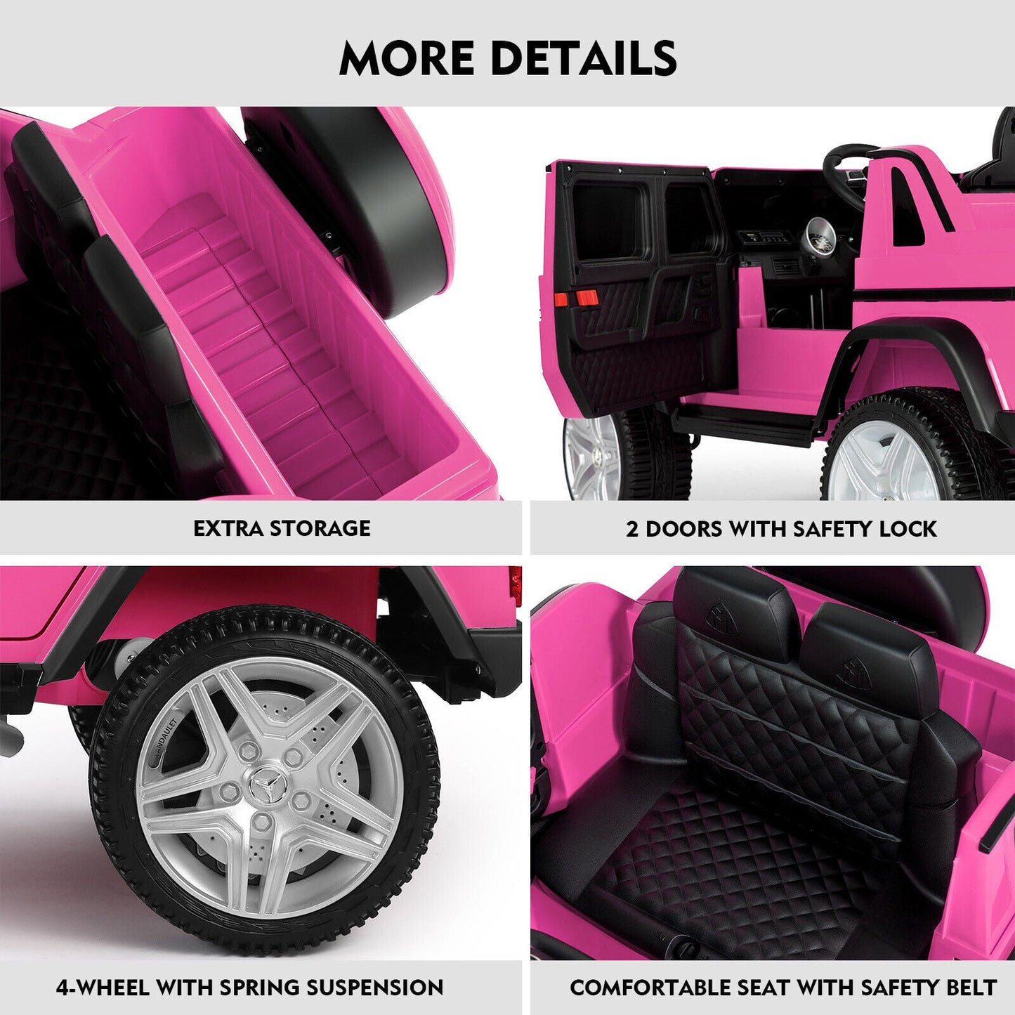 Mercedes-Benz Electric Ride On Car for Kids - 3 Speeds, LED Lights, Bluetooth, and Remote Control