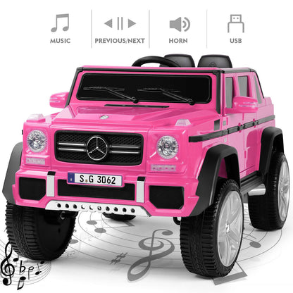 Mercedes-Benz Electric Ride-On Car for Kids with 3 Speeds, LED Lights, and RC Control - Pink