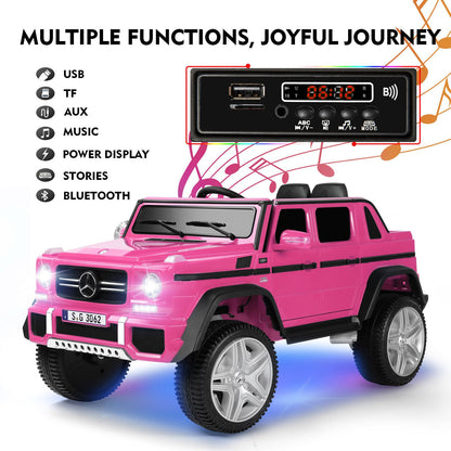 Mercedes-Benz Electric Ride-On Car for Kids with 3 Speeds, LED Lights, and RC Control - Pink