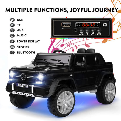Mercedes-Benz Electric Ride-On Car for Kids with 3 Speeds, LED Lights, and Remote Control - Black