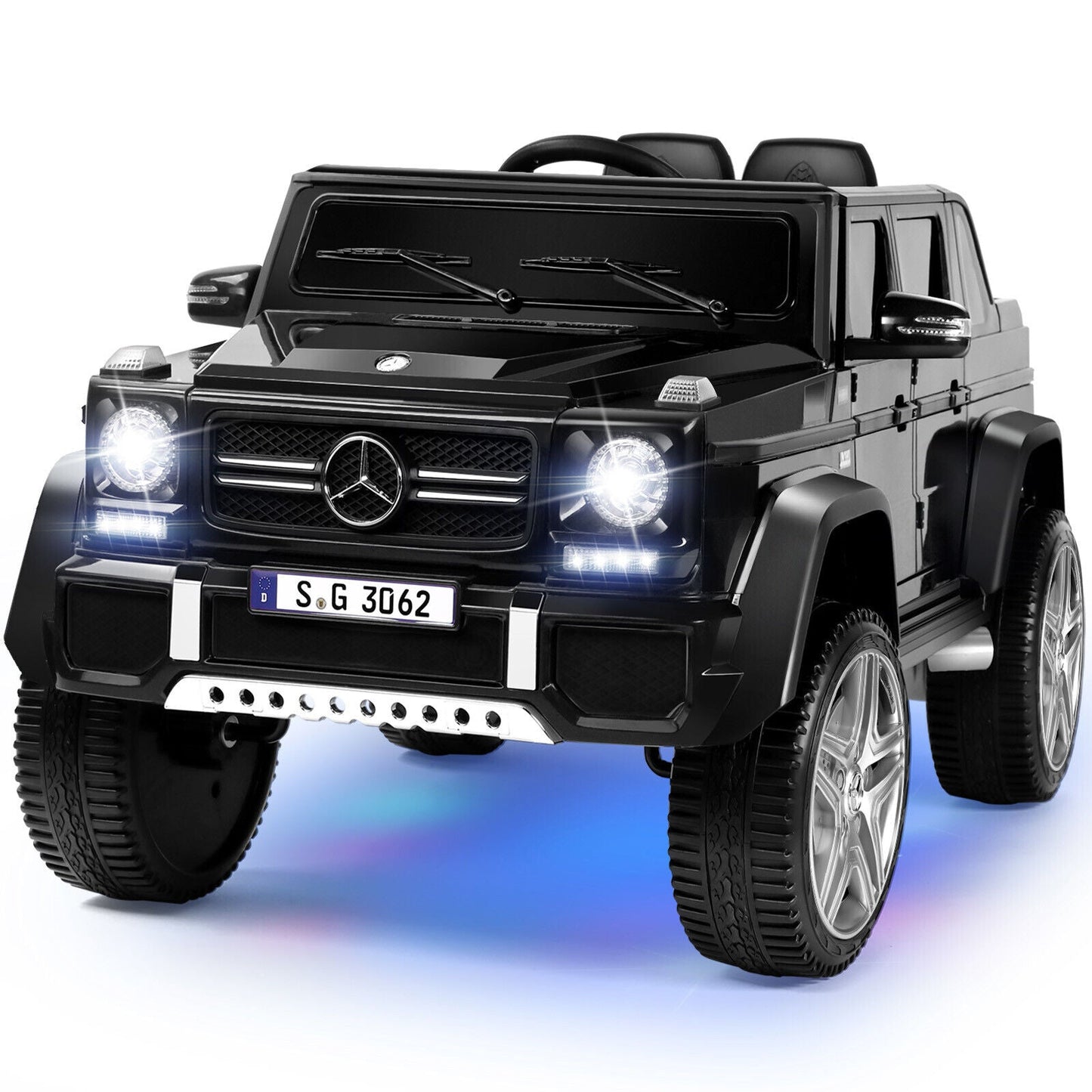 Mercedes-Benz Electric Ride-On Car for Kids with 3 Speeds, LED Lights, and Remote Control - Black