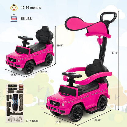 Mercedes Benz G350 3-in-1 Push Car: Stroller, Sliding Car, and Canopy in One!