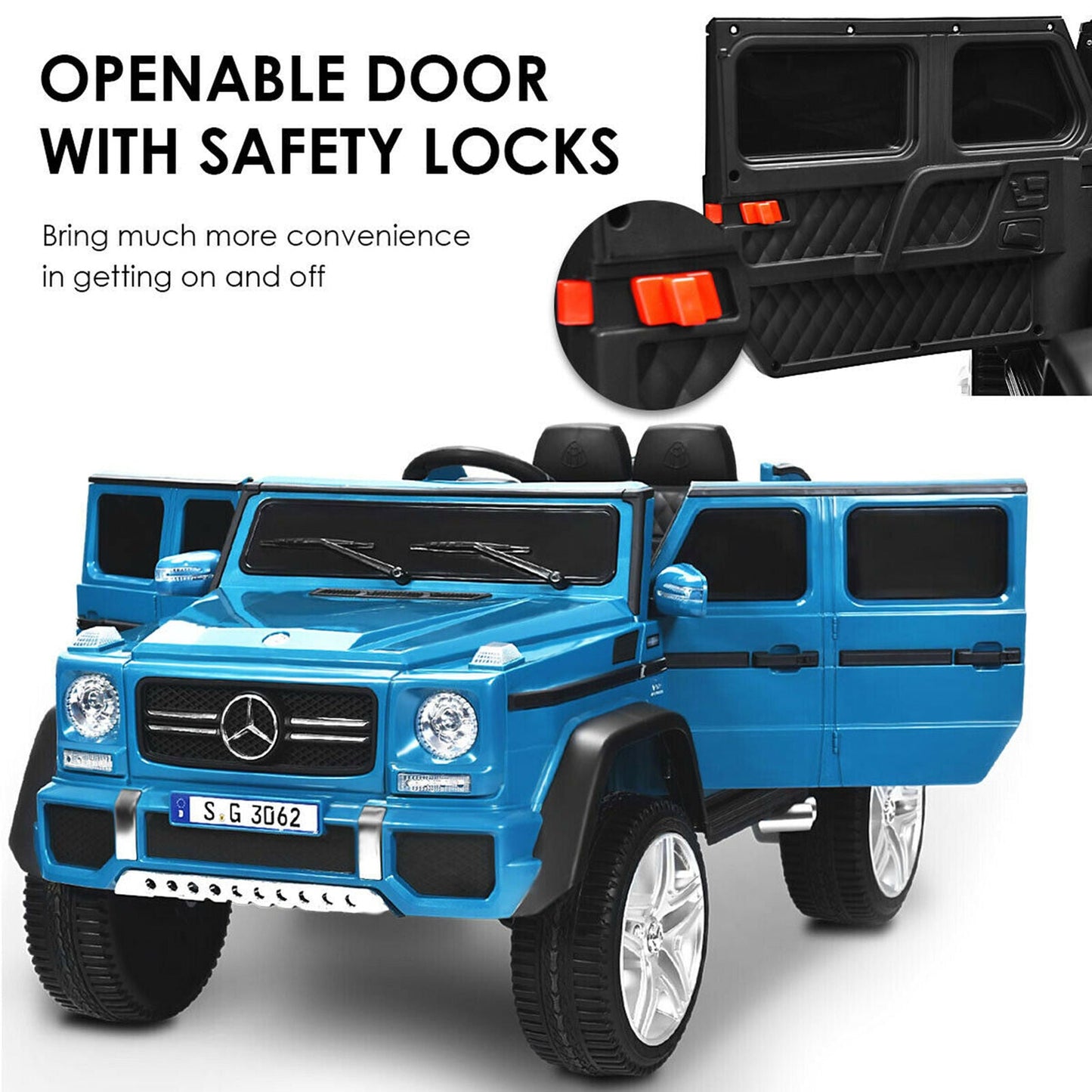 Mercedes-Benz Kids Ride On Car with RC Control and Trunk - 12V Navy