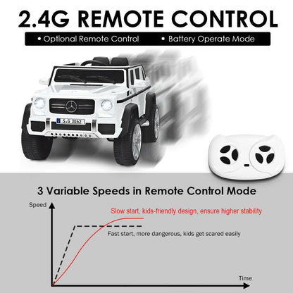 Mercedes-Benz Kids Ride On Car with RC Control and Trunk - 12V White