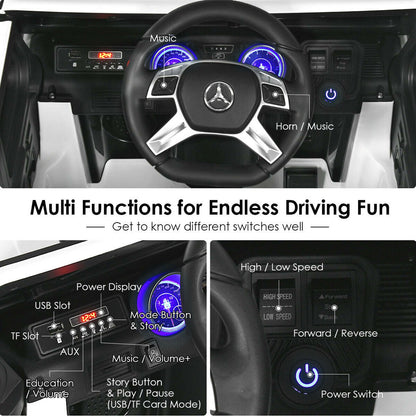 Mercedes-Benz Kids Ride On Car with RC Control and Trunk - 12V White