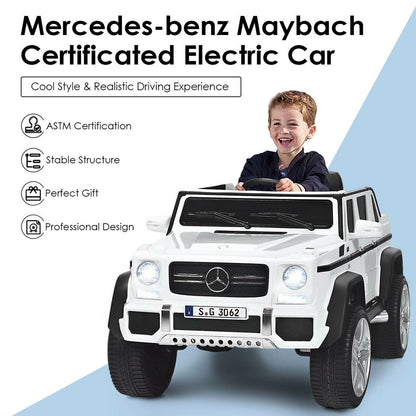 Mercedes-Benz Kids Ride On Car with RC Control and Trunk - 12V White