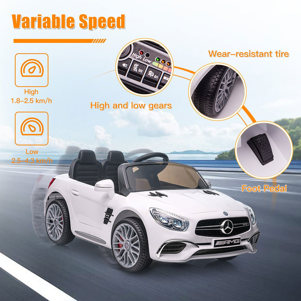 Licensed Mercedes Benz 12V Electric Ride On Car for Kids with Remote Control