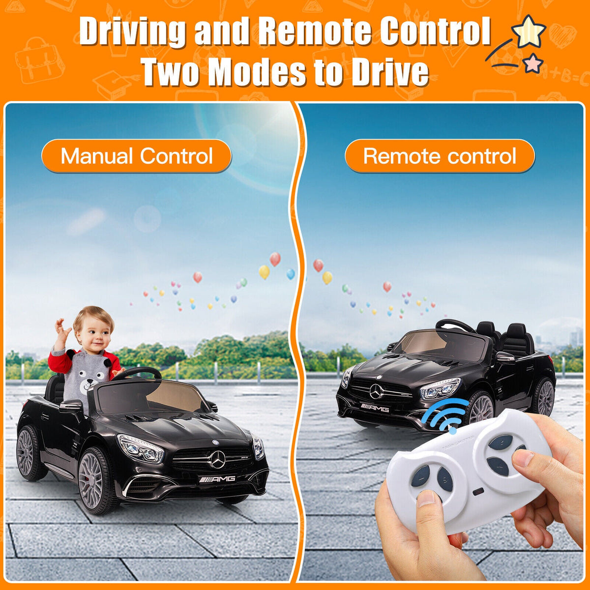 Mercedes Benz 12V 2-Seater Kids Ride on Car with Remote Control - Battery Powered