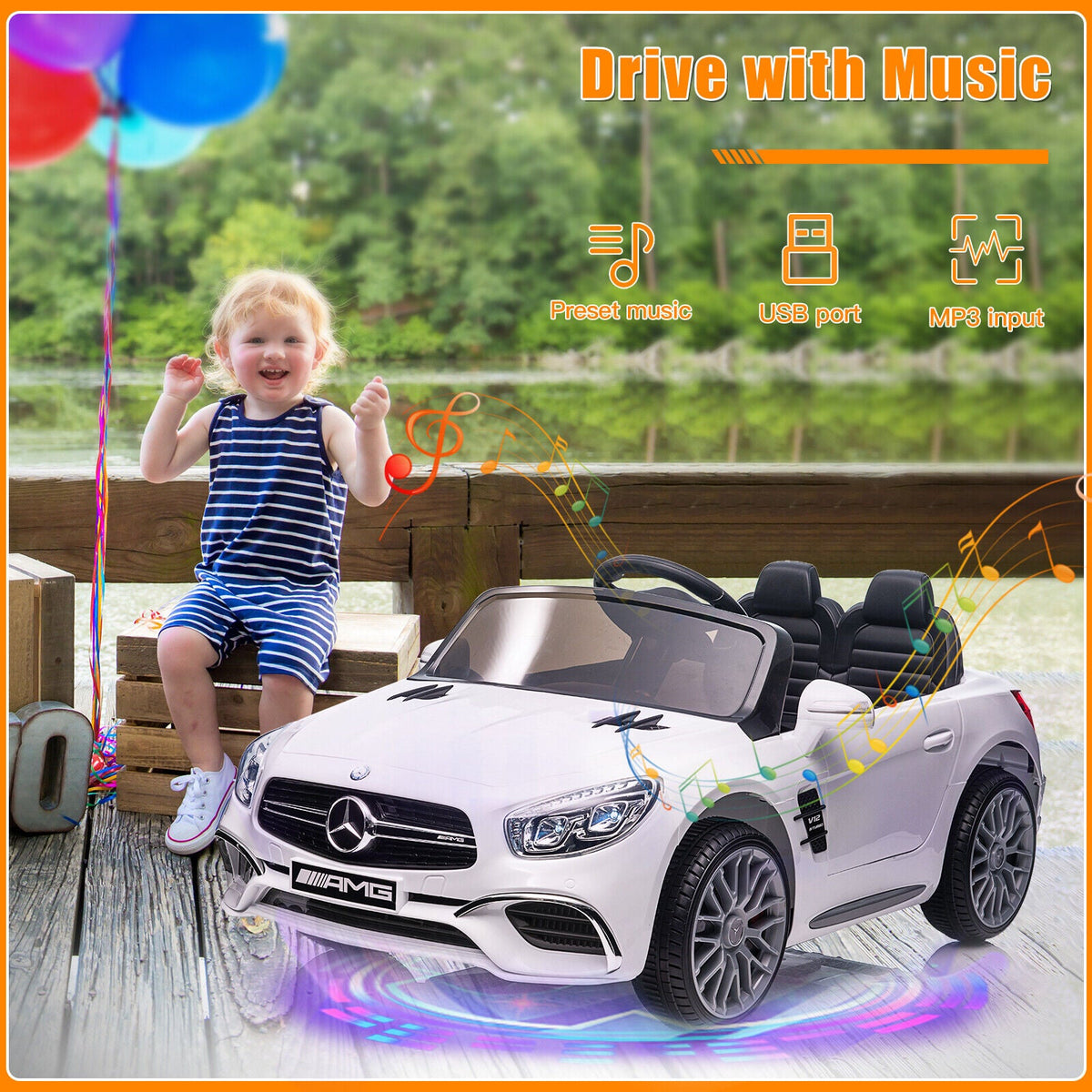 Mercedes-Benz Licensed 12V Electric Ride-On Car for Kids with Remote Control and MP3 Compatibility