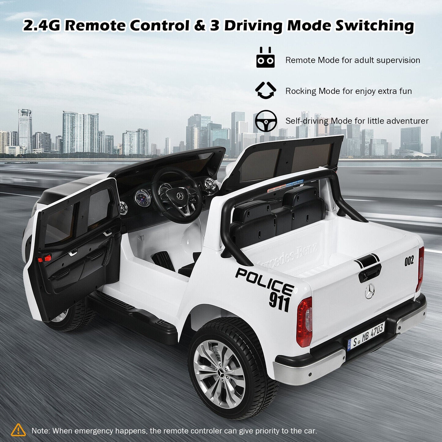 Mercedes Benz Licensed X Class RC 2-Seater 12V Kids Ride On Car with Trunk