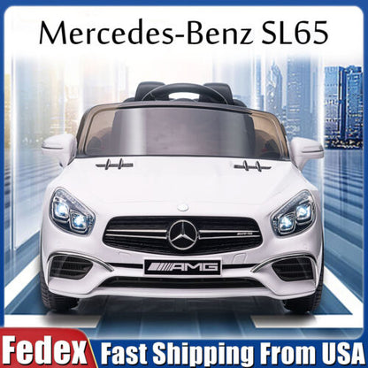 Mercedes Benz SL65 12V Kids Electric Ride-On Car - White with Remote Control and Mp3 Player