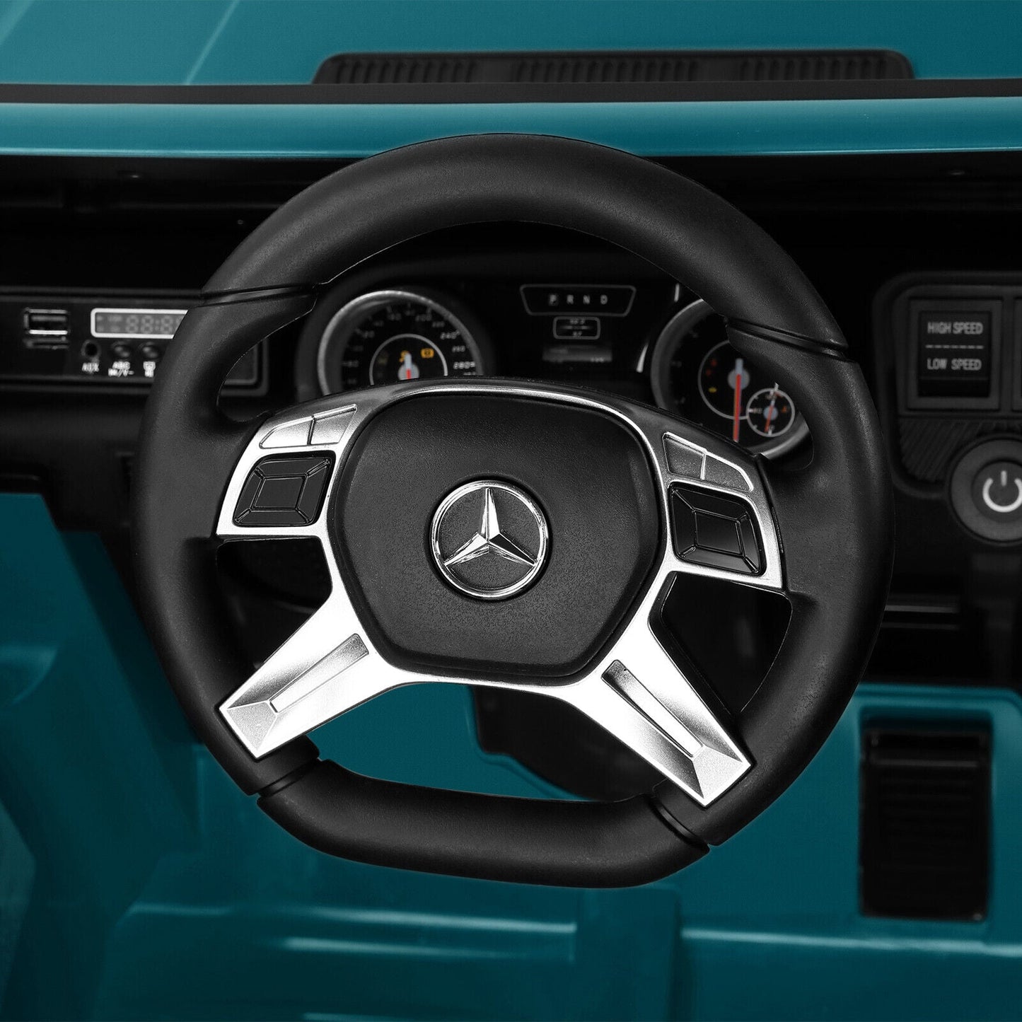 Mercedes-Benz Toy Truck Ride-On Car for Kids with LED Lights, Music, and Remote Control - 12V Blue Battery Powered
