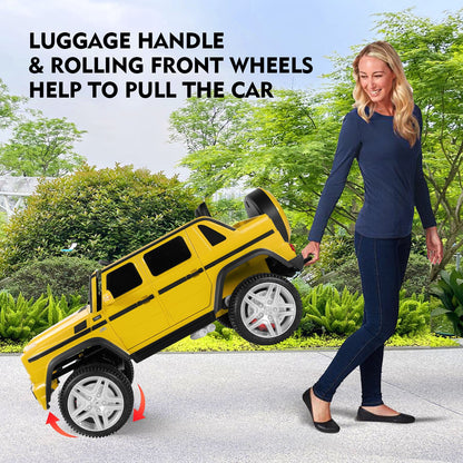 Mercedes-Benz Truck 12V Battery Ride On Car for Kids with 3 Speeds, LED Lights, Music, and Remote Control - Yellow