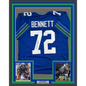 Framed Autographed/Signed Michael Bennett 35x39 Seattle Blue Retro Football Jersey JSA COA