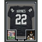 Framed Autographed/Signed Michael Mike Haynes 35x39 HOF 97 Oakland Black Football Jersey Beckett BAS COA