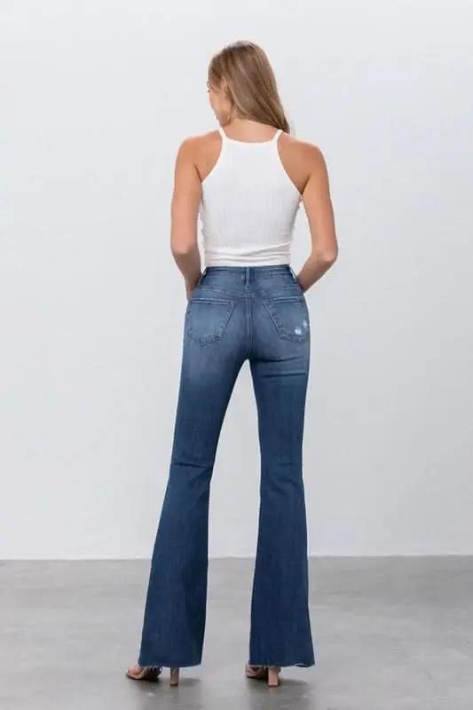 Insane Gene Dark Wash Flare Jeans Women's Contemporary Denim - Flattering Fit