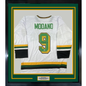 Framed Autographed/Signed Mike Modano 35x39 Minnesota White Hockey Jersey Beckett BAS COA