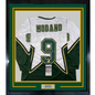 Framed Autographed/Signed Mike Modano 35x39 Dallas White Hockey Jersey Beckett BAS COA