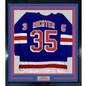 Framed Autographed/Signed Mike Richter 35x39 New York Blue Hockey Jersey PSA/DNA COA
