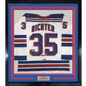 Framed Autographed/Signed Mike Richter 35x39 New York White Hockey Jersey PSA/DNA COA