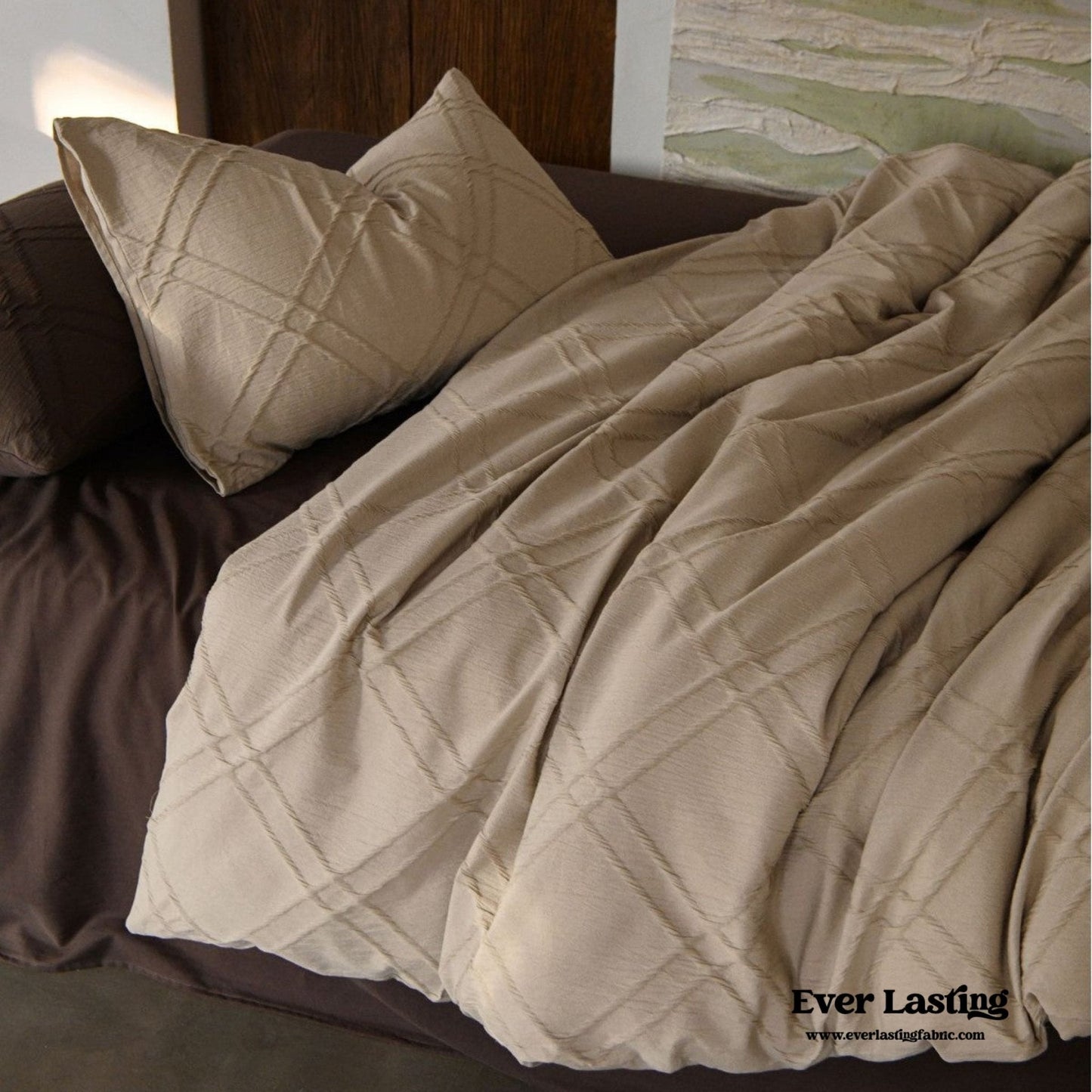 Millard Geometric Jacquard Bedding Set / Beige